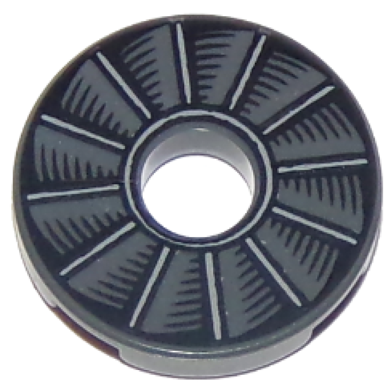 Tegel, Rond 2x2 met gat en rotorblad opdruk Dark Bluish Gray